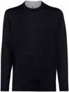 Brunello Cucinelli Contrasting-trim Jersey T-shirt In Blue
