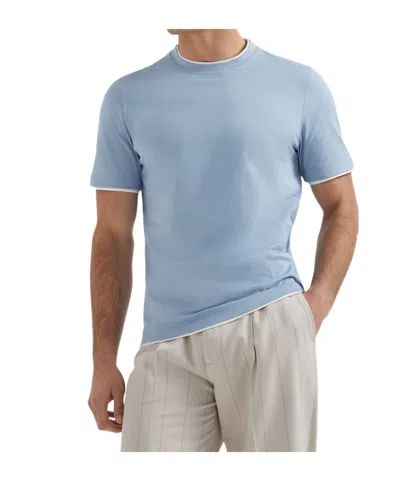 Brunello Cucinelli Contrasting-trim T-shirt In Blue