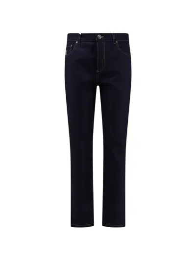 Brunello Cucinelli Contrast-stitch Logo-embroidered Trousers In Black