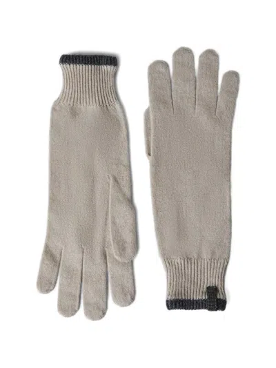 Brunello Cucinelli Contrast-trim Gloves In Neutral