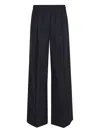 Brunello Cucinelli Wide-leg Trousers With Elastic Waistband In Luxurious Cotton Blend In Blue