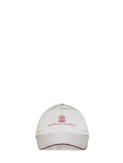 Brunello Cucinelli Cool Brown Bonded Nylon Logo Baseball Cap In Transparent