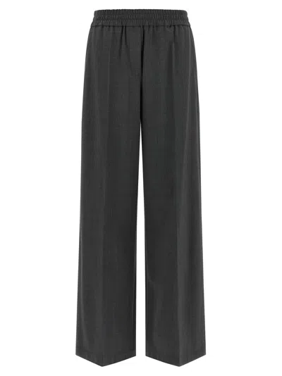 Brunello Cucinelli Cool Wool Flared Trousers In Charcoal