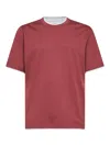 Brunello Cucinelli Coral Cotton Faux Layering T-shirt In Burgundy