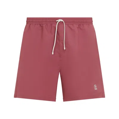 Brunello Cucinelli Corallo Polyester Swim Shorts In Pink