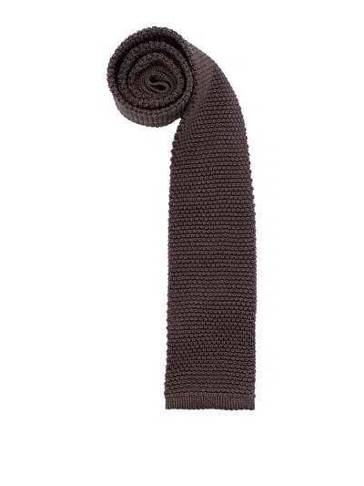 Brunello Cucinelli Silk Knit Tie In Brown