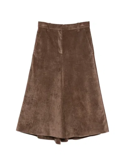 Brunello Cucinelli Corduroy A-line Midi Skirt In Brown