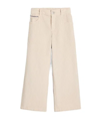 Brunello Cucinelli Corduroy A-line Trousers In Milky
