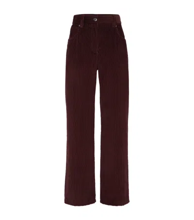 Brunello Cucinelli Straight Velvet Trousers In Burgundy
