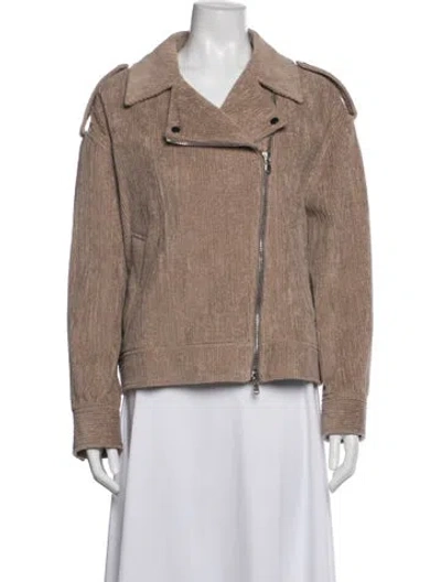 Pre-owned Brunello Cucinelli Corduroy Biker Jacket W/ Tags In Neutral
