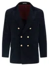 Brunello Cucinelli Tailored Corduroy Double-breasted Blazer In Blue