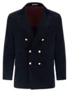 Brunello Cucinelli Tailored Corduroy Double-breasted Blazer In Blue