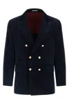 Brunello Cucinelli Tailored Corduroy Double-breasted Blazer In Blue