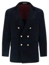 Brunello Cucinelli Tailored Corduroy Double-breasted Blazer In Blue