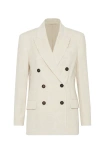 Brunello Cucinelli Beige Double-breasted Jacket In Wool And Cashmere In Ivory