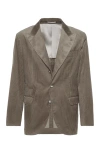 Brunello Cucinelli Single-breasted Corduroy Blazer In Military