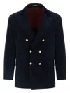 Brunello Cucinelli Tailored Corduroy Double-breasted Blazer In Blue