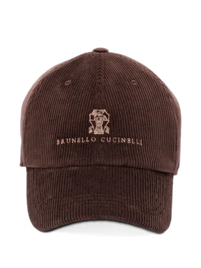 Brunello Cucinelli Corduroy Cap In Brown