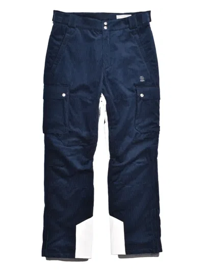Brunello Cucinelli Corduroy Cargo Straight-leg Trousers In Blue