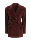 Brunello Cucinelli Corduroy Cotton Jacket In Burgundy