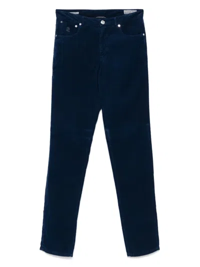 Brunello Cucinelli Corduroy Cotton Trousers In Blue