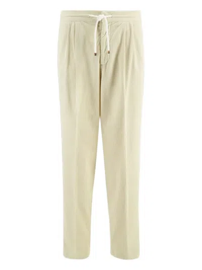 Brunello Cucinelli Corduroy Cotton Trousers In Neutral