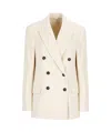 Brunello Cucinelli Ribbed Blazer Structured Shoulders In White