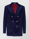 Brunello Cucinelli Corduroy Double-breasted Jacket Peak Lapels In Blue