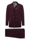 Brunello Cucinelli Velvet Double-breasted Suit Button Detailing In Burgundy