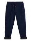 Brunello Cucinelli Corduroy Drawstring Casual Trousers In Blue