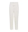Brunello Cucinelli Corduroy Drawstring Leisure Fit Trousers In White