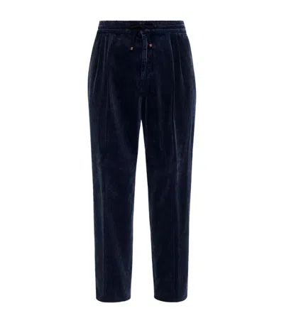 Brunello Cucinelli Leisure Fit Trousers With Drawstring In Blue