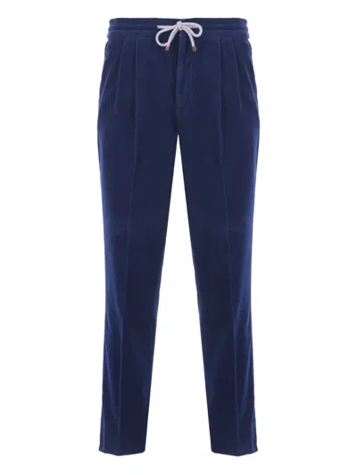 Brunello Cucinelli Corduroy Drawstring Trousers In Blue