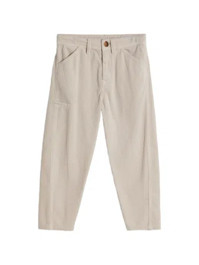 Brunello Cucinelli Kids' Corduroy Ergonomic Trousers In Neutral