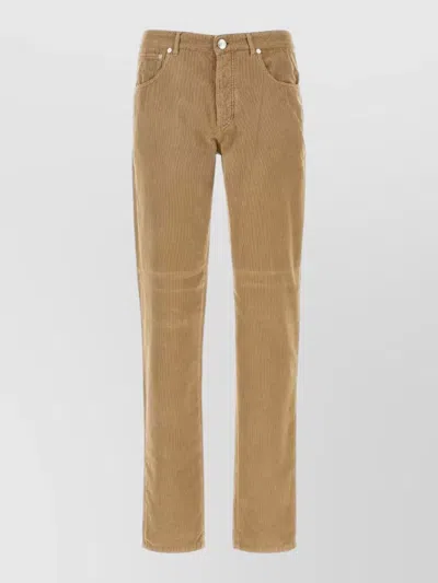 Brunello Cucinelli Corduroy Five Pocket Tailored Pants Belt Loops In Nude