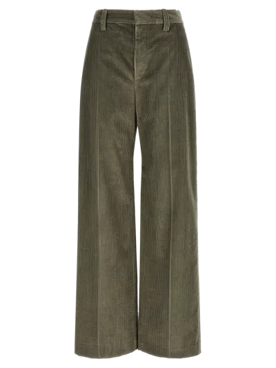 Brunello Cucinelli Corduroy Flared Trousers In Green