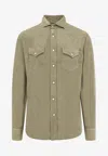 Brunello Cucinelli Corduroy Long-sleeved Shirt In Green
