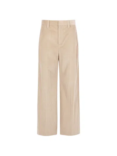 Brunello Cucinelli Corduroy Monili-embellished Trousers In Neutral