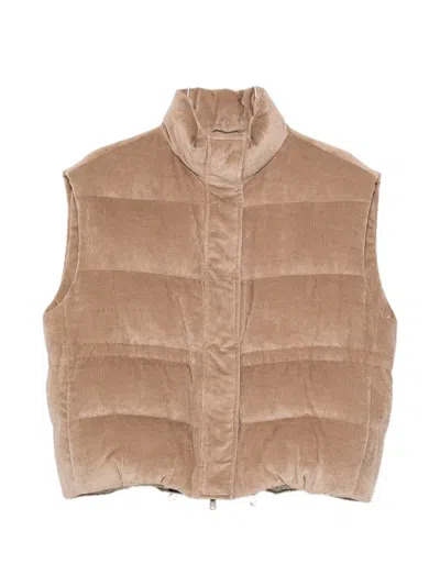 Brunello Cucinelli Corduroy Padded Gilet In Brown