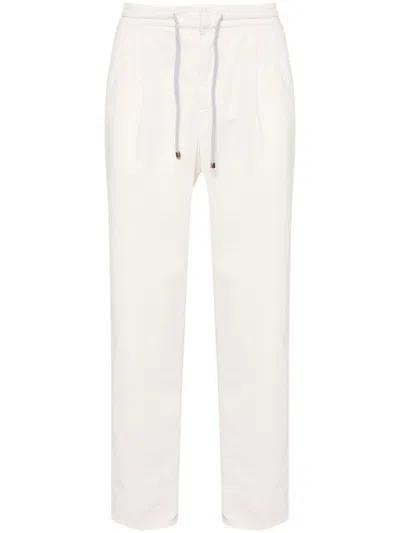 Brunello Cucinelli Drawstring-waist Corduroy Chinos In White