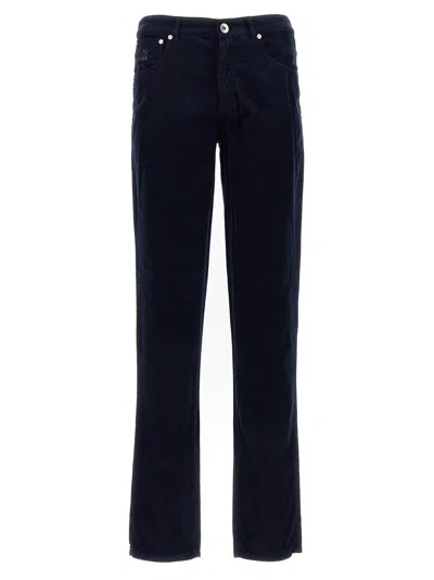 Brunello Cucinelli Straight-leg Cotton-corduroy Trousers In Blue