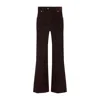 Brunello Cucinelli High-waisted Dark Red Corduroy Pants With Textured Rib Pattern In Brown