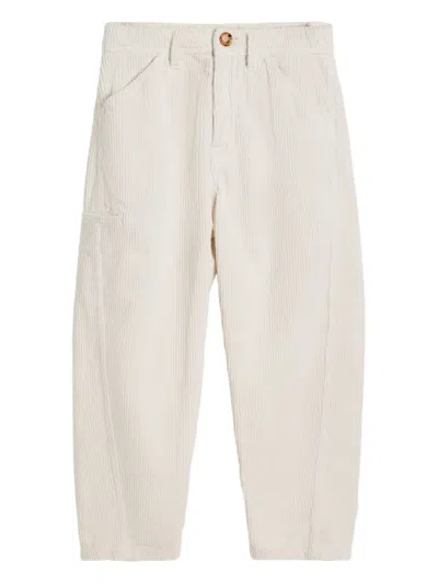 Brunello Cucinelli Kids' Corduroy Pocketed Casual Trousers In White