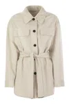 Brunello Cucinelli Women Corduroy Safari-style Jacket With Jewellery In Neutral