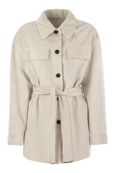 BRUNELLO CUCINELLI BRUNELLO CUCINELLI CORDUROY SAFARI-STYLE JACKET WITH JEWELLERY