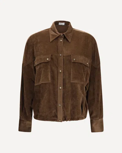 Brunello Cucinelli Corduroy Shirt In Brown