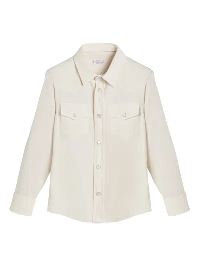 Brunello Cucinelli Kids' Corduroy Shirt In Neutral