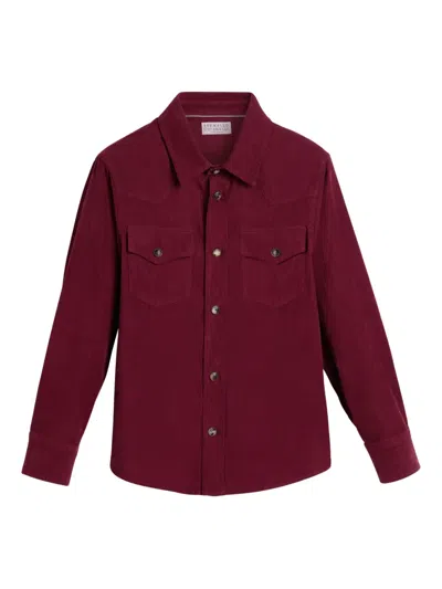 Brunello Cucinelli Kids' Corduroy Shirt In Red