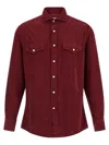 Brunello Cucinelli Button-down Corduroy Shirt Featuring Chest Pockets In Burgundy