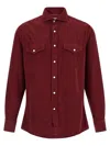 Brunello Cucinelli Button-down Corduroy Shirt Featuring Chest Pockets In Burgundy